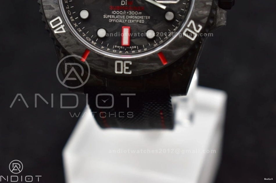 Dial DIW Carbon VSF Best Black 474 Edition VS Black Submariner Strap 1:1 Nylon Red on SunProtective 0812